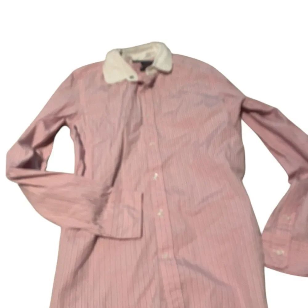 Ralph Lauren sport sz 10 Striped Pink Button-Up Shirt with White Collar slim fit